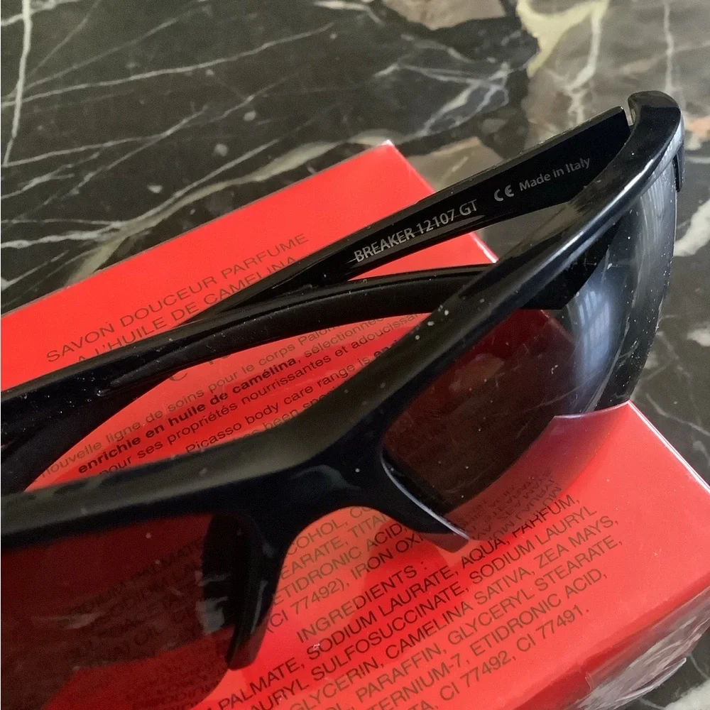 Bolle breaker 12107 GT black on black wraparound polarized sunglasses